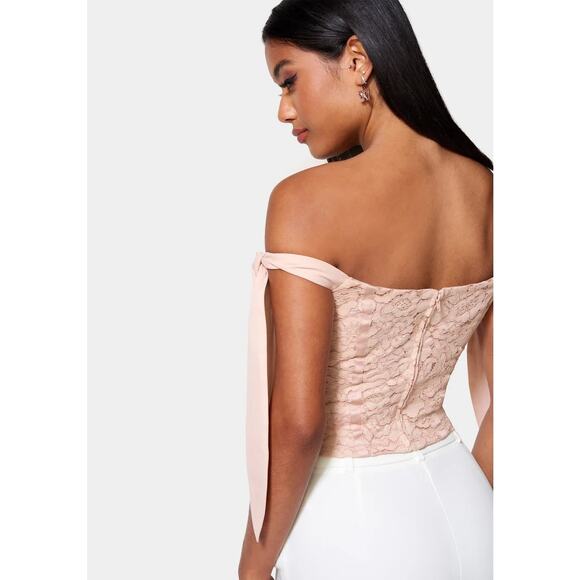 NEW Bebe Women's Corded Lace Bustier With Chiffon Tie 4 - Picture 8 of 8